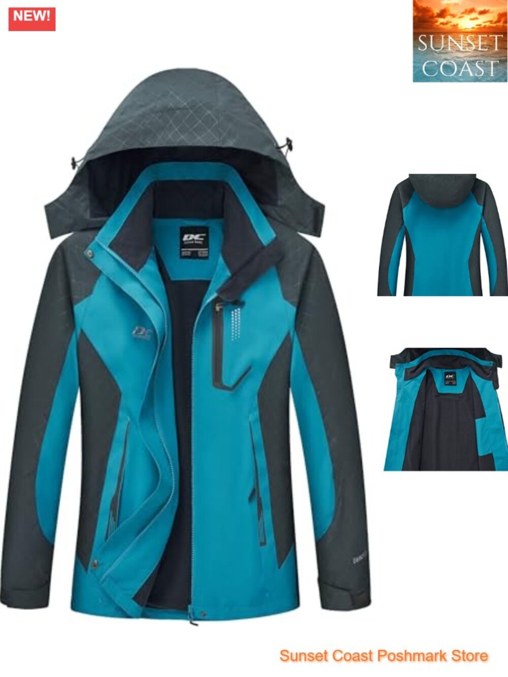 Waterproof Lightweight Hooded Rain Jacket Windproof Fleece Lined Packable